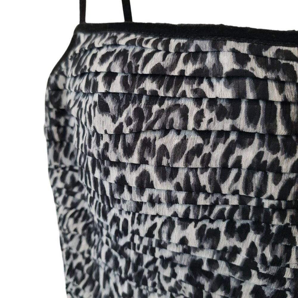 Rasario Black Gray Leopard Print Ruched Bodycon Cocktail Dress - Picture 10 of 13